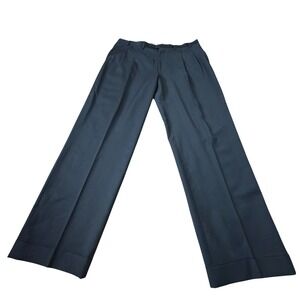 Canali Mens Navy Blue 100% Pure Wool Pleated Cuffed Dress Pants Made in Italy 36